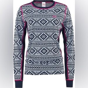 Kari Traa Long Sleeve Women's Base Layer - Merino Wool Blend Knit Thermal Shirt
